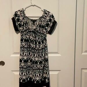 INC International Concepts Black and White Puff Sleeve Sundress